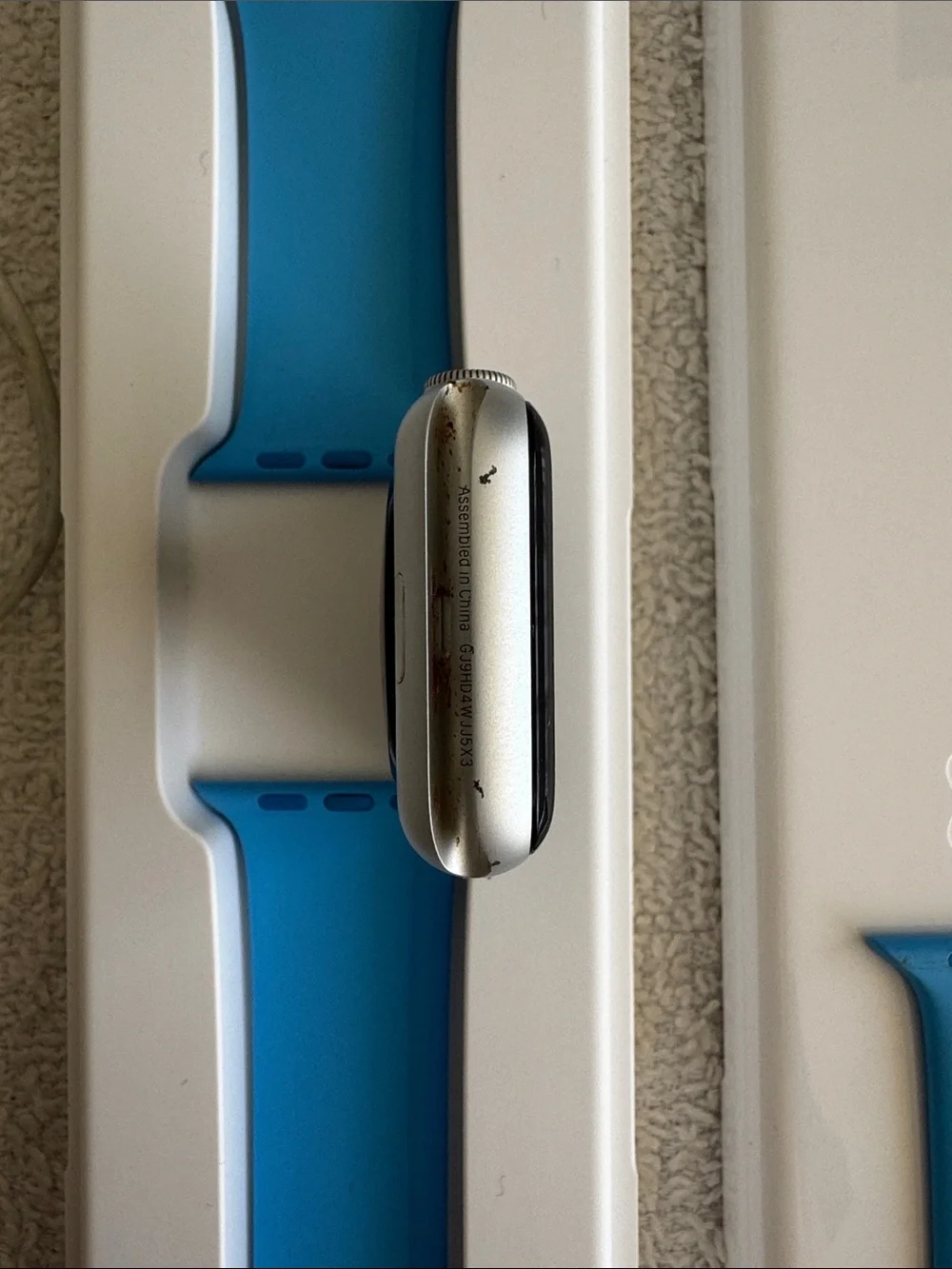 Apple Watch Series 3 with Bright Blue Sport Band Magnetic Charger and Case